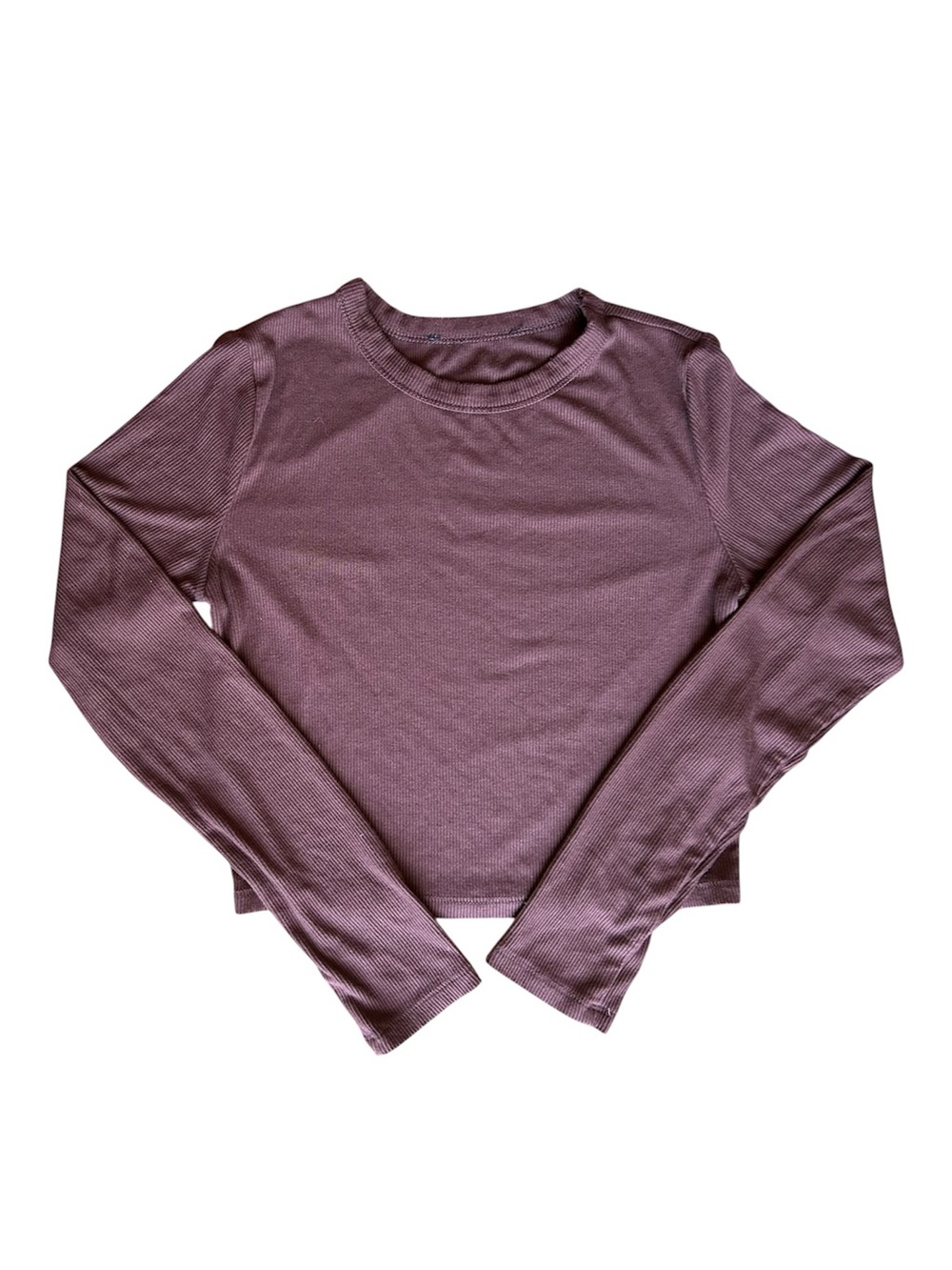 Women’s Long Sleeve Ribbed Crop Top - Brown